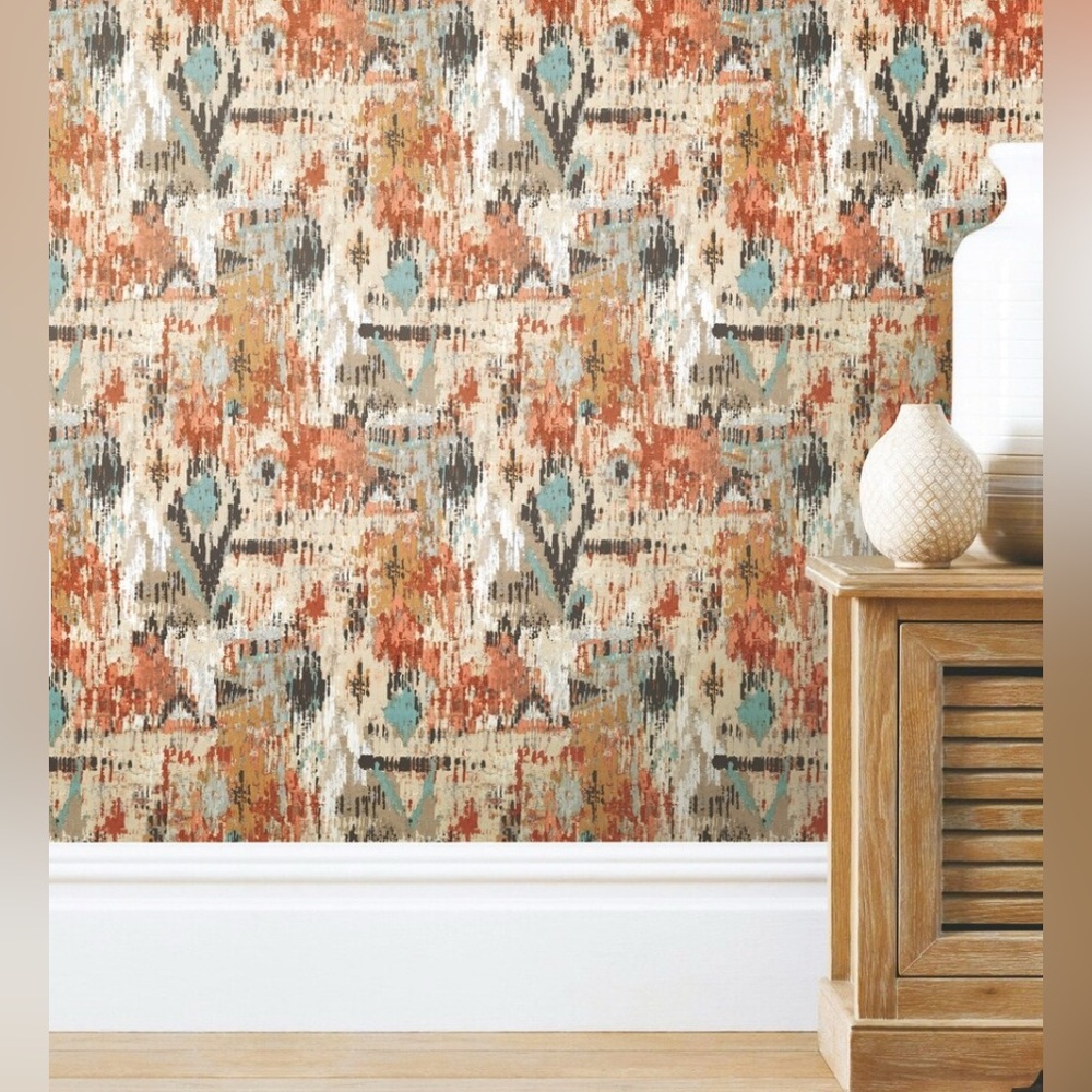 RoomMates Orange Aztec Peel and Stick Wallpaper